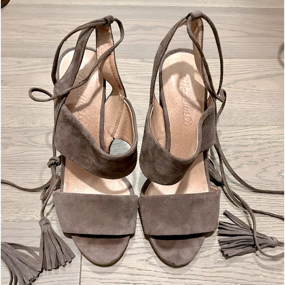 Taupe suede Madewell heels
